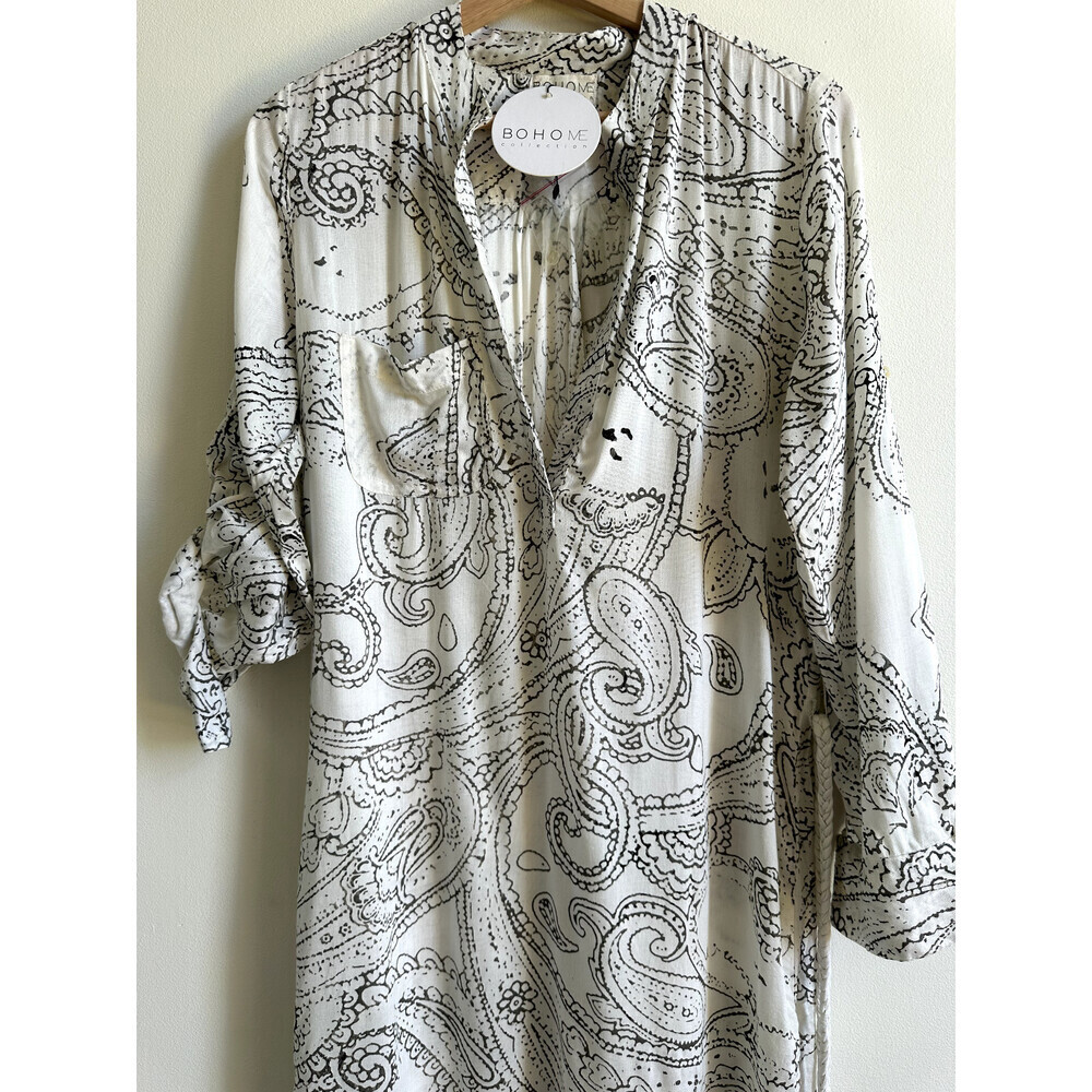 Bohome Women's White Printed High/low Shirt BEACH Dress SIZE S - Picture 4 of 12